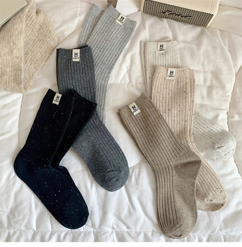 Chaussettes Carillon Respirantes Femme — Dessin Animé, Style Coréen, Décontractées, Douces