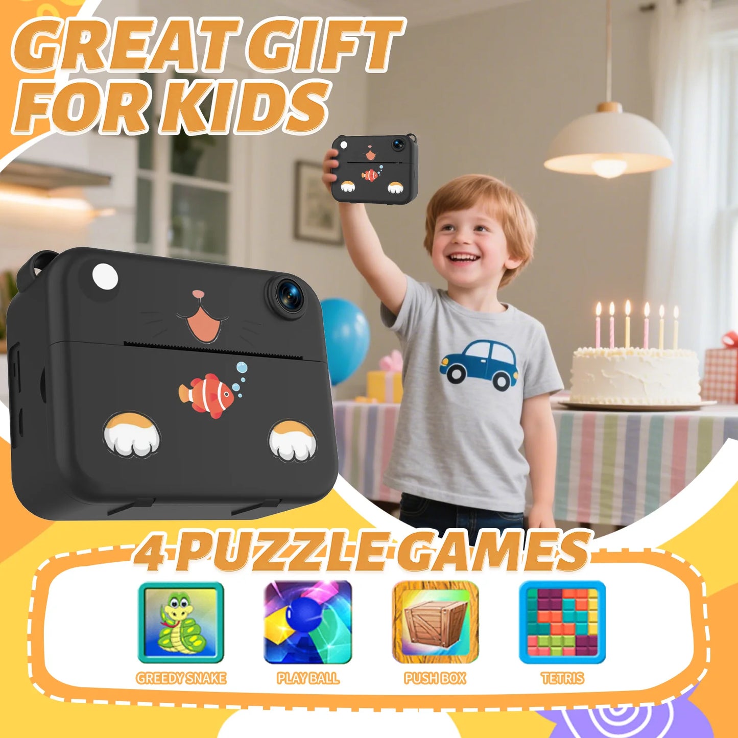 Cámara digital para niños, cámara infantil, impresión instantánea, grabadora de video HD, mini impresora térmica, los mejores regalos de cumpleaños y de fiesta, 1080p