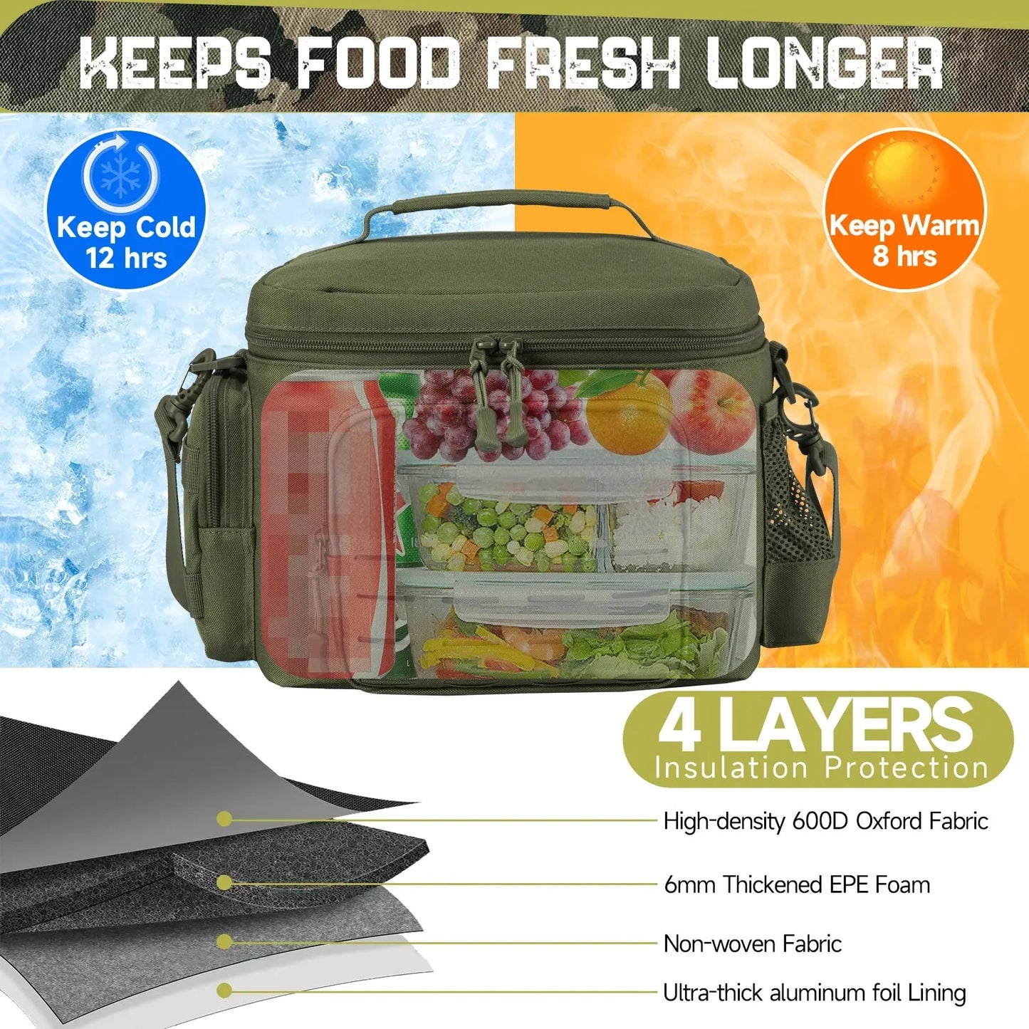 DulLunch Box - Bolsa térmica impermeable para hombre, nevera portátil, duradera, exterior, camping, picnic, trabajo, rapDuty