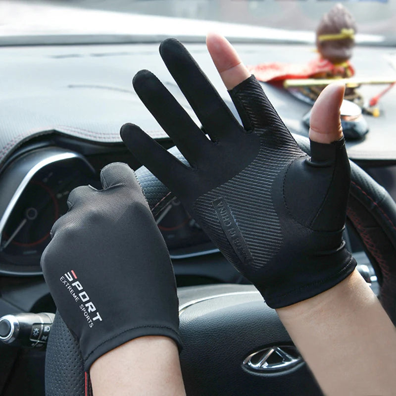 Gants de pêche pour Sport de plein air, 1 paire, écran tactile, équipement de protection fin Anti Uv, gants de course pour moto, antidérapants sur glace, respirants