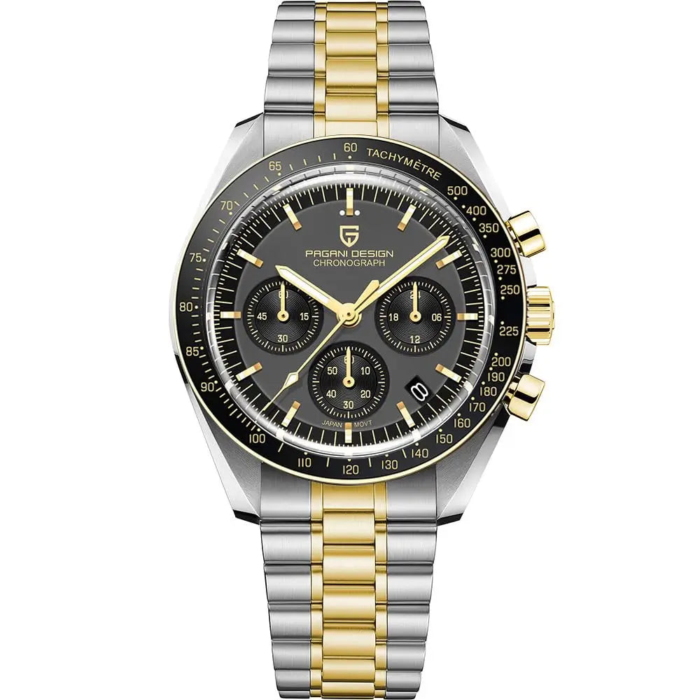 Montre à quartz de luxe pour hommes — chronographe VK63, miroir saphir AR, lumineuse, cadeau 2025