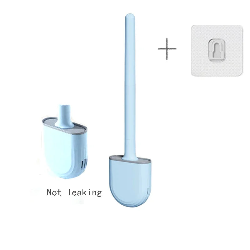 Nettoyeur de brosse de toilette suspendu en Silicone, avec manche Long, nettoyeur Flexible, brosse de salle de bain, support à séchage rapide, accessoires de salle de bains