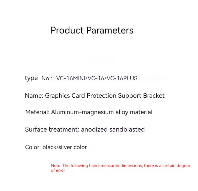 Support de carte graphique GPU, cadre de Support VGA, fond télescopique en aluminium et métal pour boîtier ITX MTX ATX, carte graphique