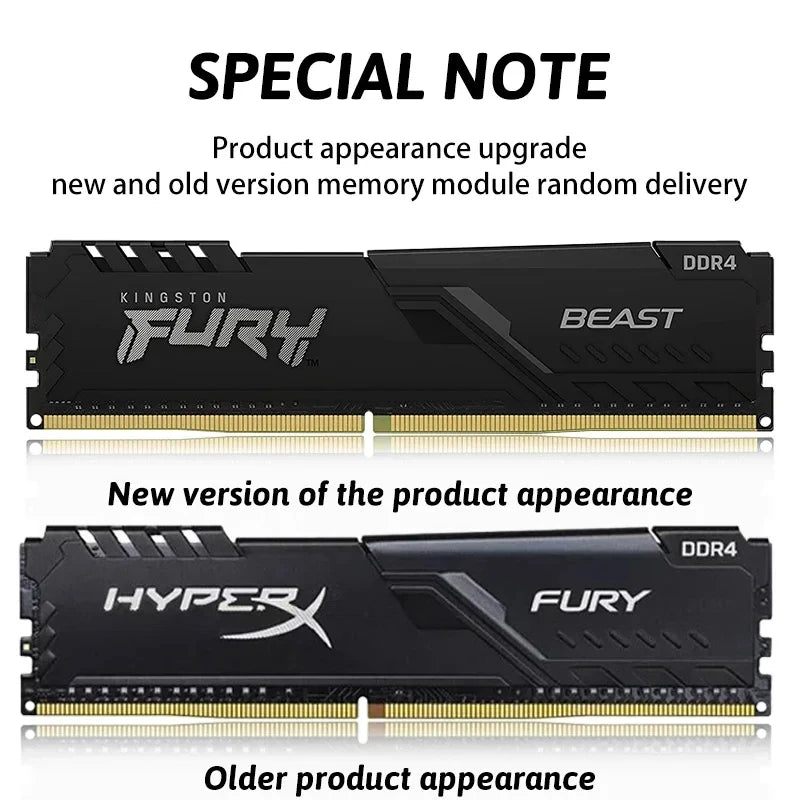 Kingston FURY Beast DDR4 RAM 8 Go 16 Go 32 Go 2400/2666/3200/3600 MHz 288 broches 1,2 V Module de mémoire PC4 pour ordinateur de bureau