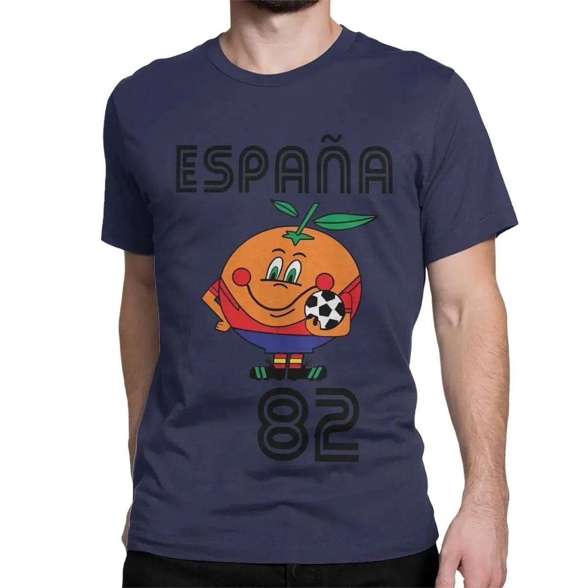 T-shirt homme football rétro — mascotte espagnole 1982, col rond