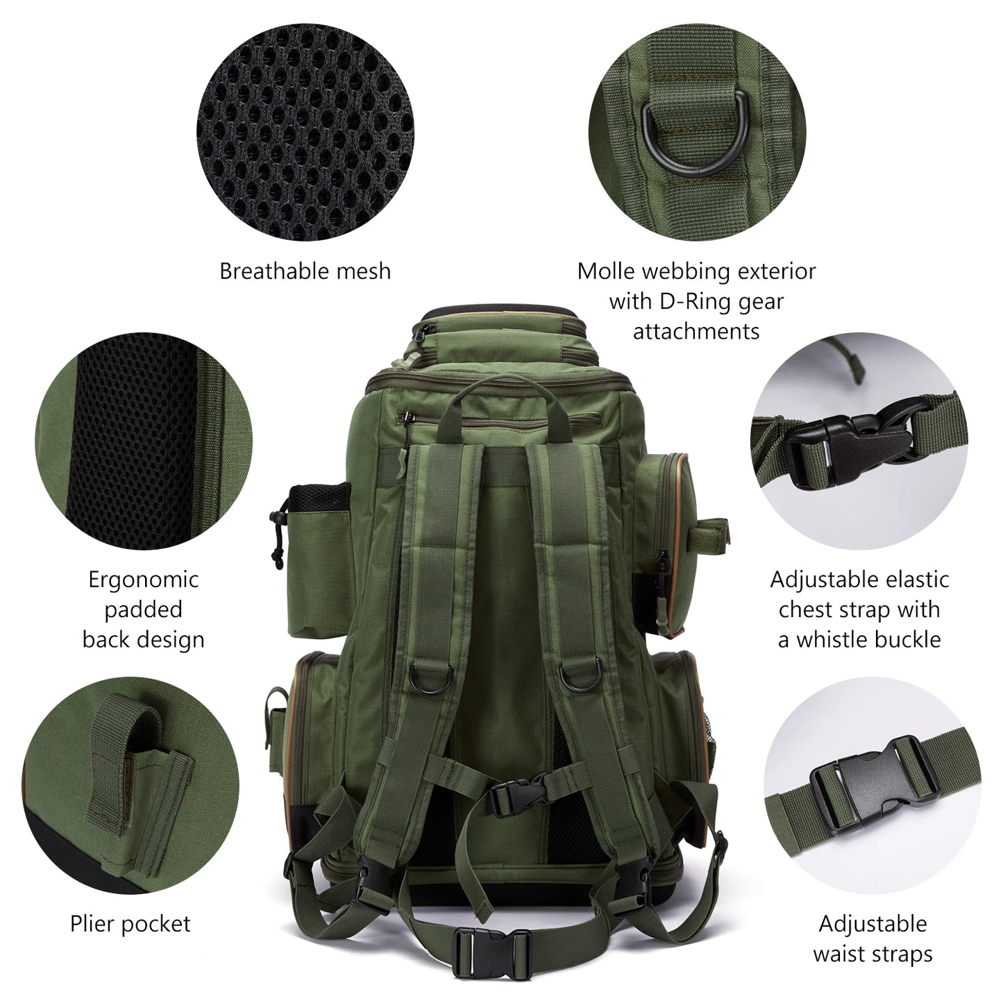 Bassdash Multifonctionnel De Pêche Sac À Dos Léger Tactique Doux S'attaquer Boîte avec Housse De Protection Pluie