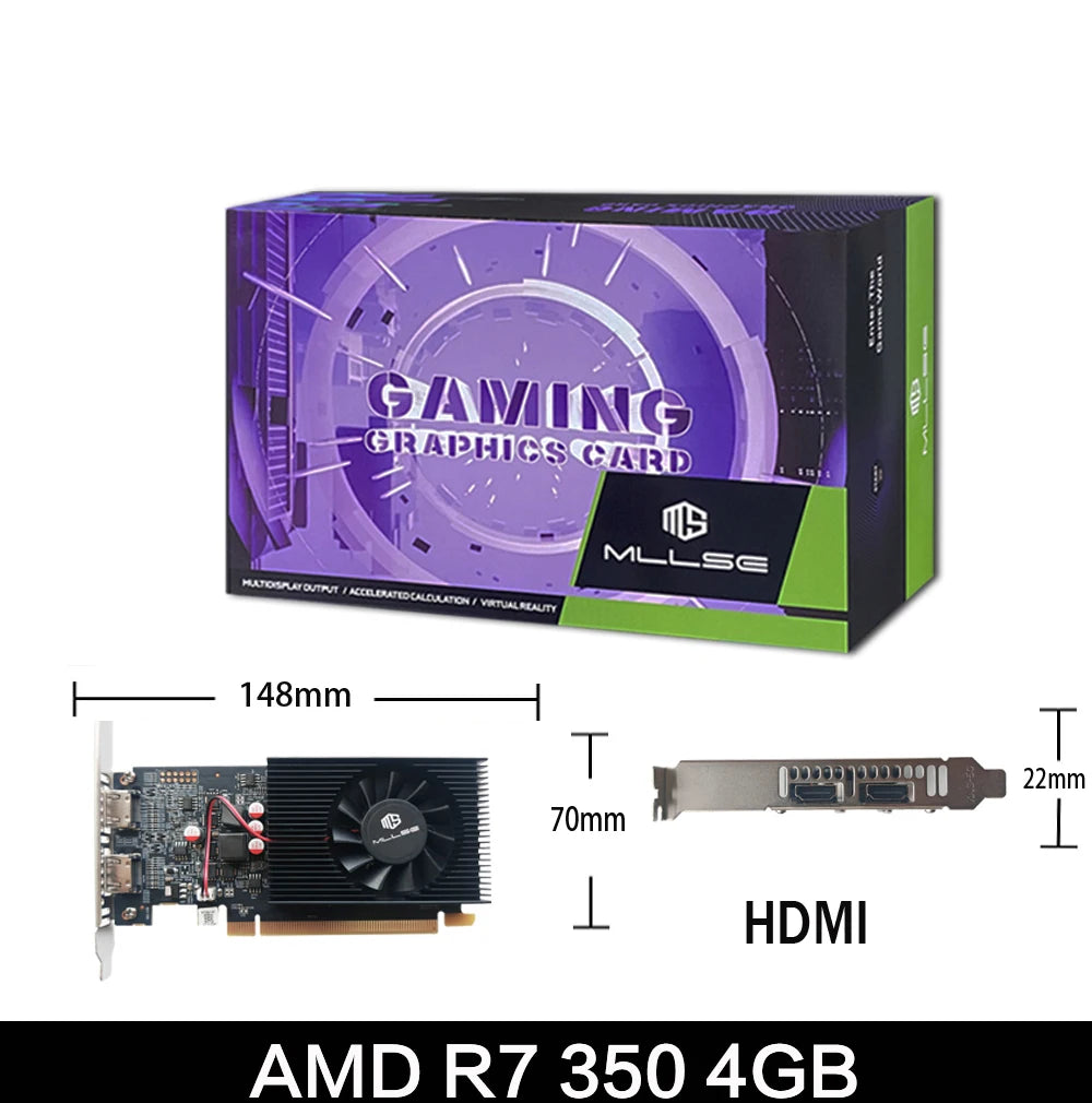 MLLSE AMD R7 350 4GB carte graphique GDDR3 128Bit PCI-E 3.0 Geforce GPU r7 350 carte vidéo De jeu Placa De vidéo