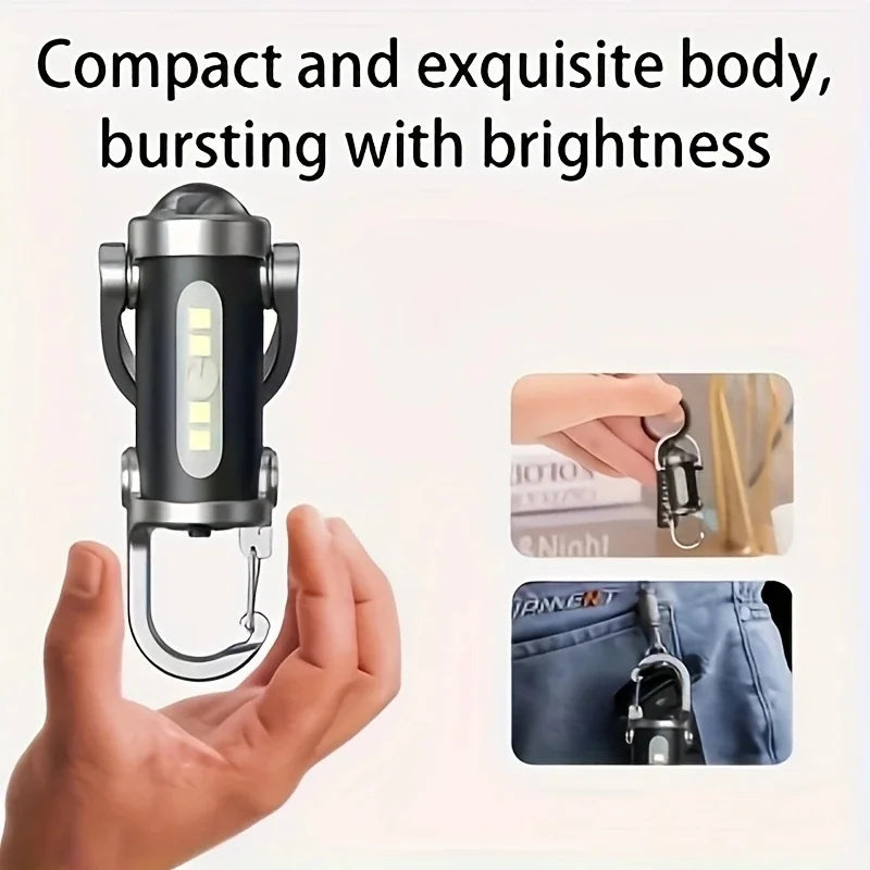 Mini Lampe de Poche Porte-clés Rechargeable COB — Camping, Randonnée & Urgence