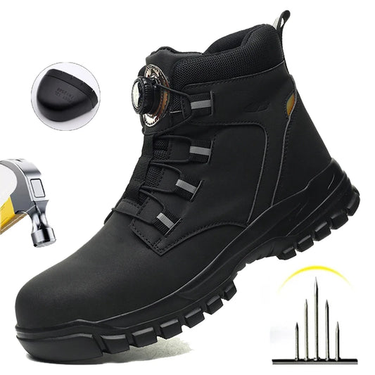 Men's Waterproof Safety Boots, Parker Steel Work Shoes, Anti-Crushing, Stab-Resistant, Biker