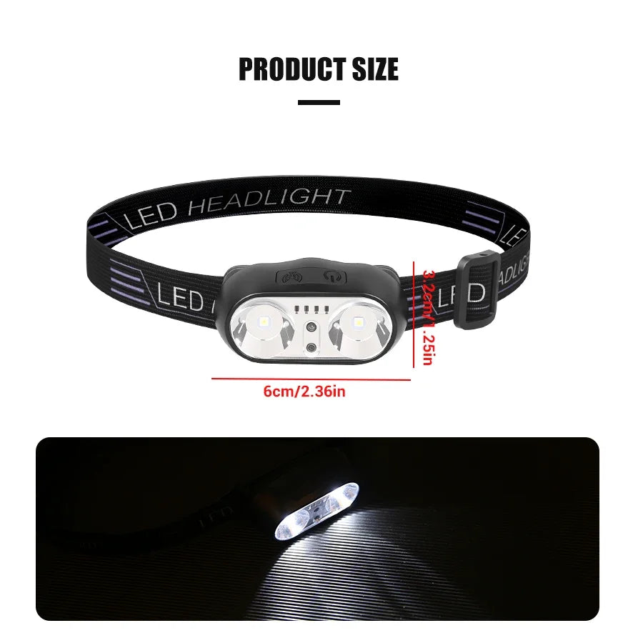 Capteur de mouvement phare Rechargeable lampe de poche LED phares Ultra lumineux lampe frontale de pêche Led front lampe frontale lampes de poche
