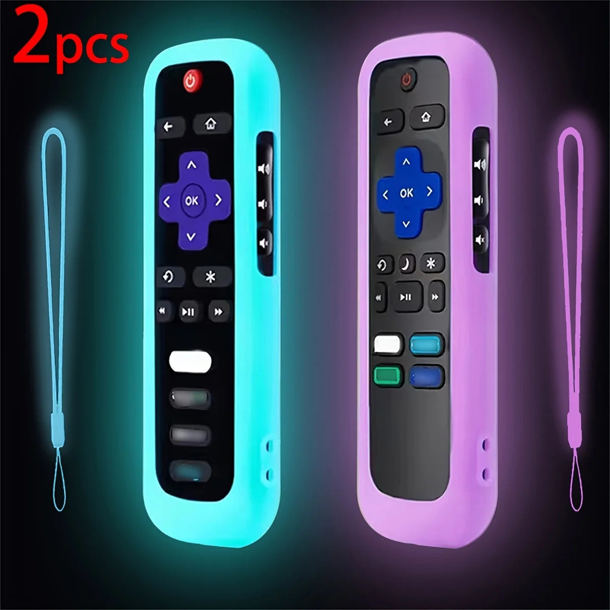 Télécommande lumineuse en silicone avec corde — 1/2/3 pièces, compatible TV universelle