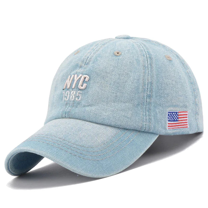 Denim Baseball Cap for Men and Women, Embroidered Letter Flap Hat, Summer Sport, Hip Hop, Gorras, Unisex, 2024
