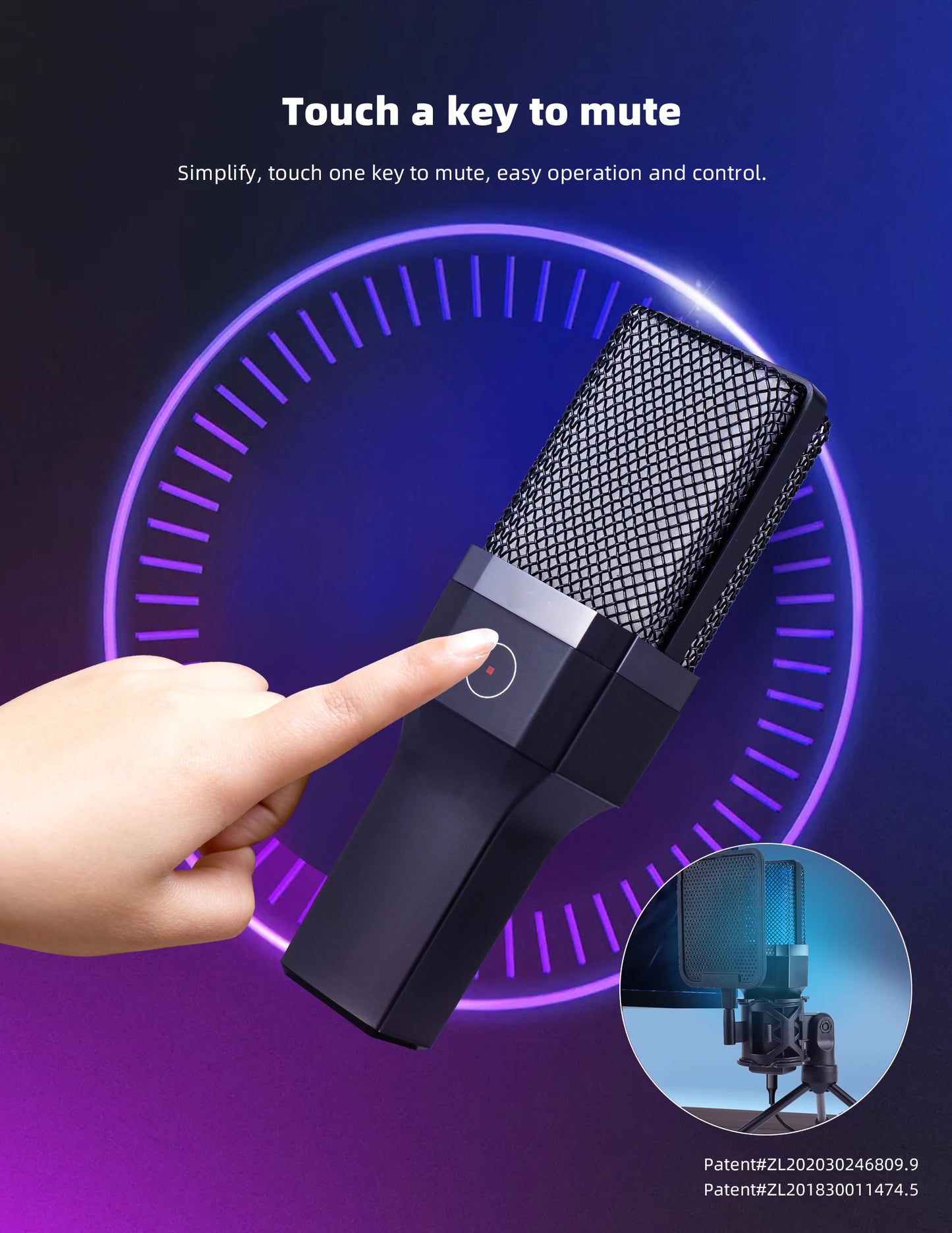 Microphone USB à condensateur pour gaming et podcast – Micro filaire pour PC, streaming et karaoké