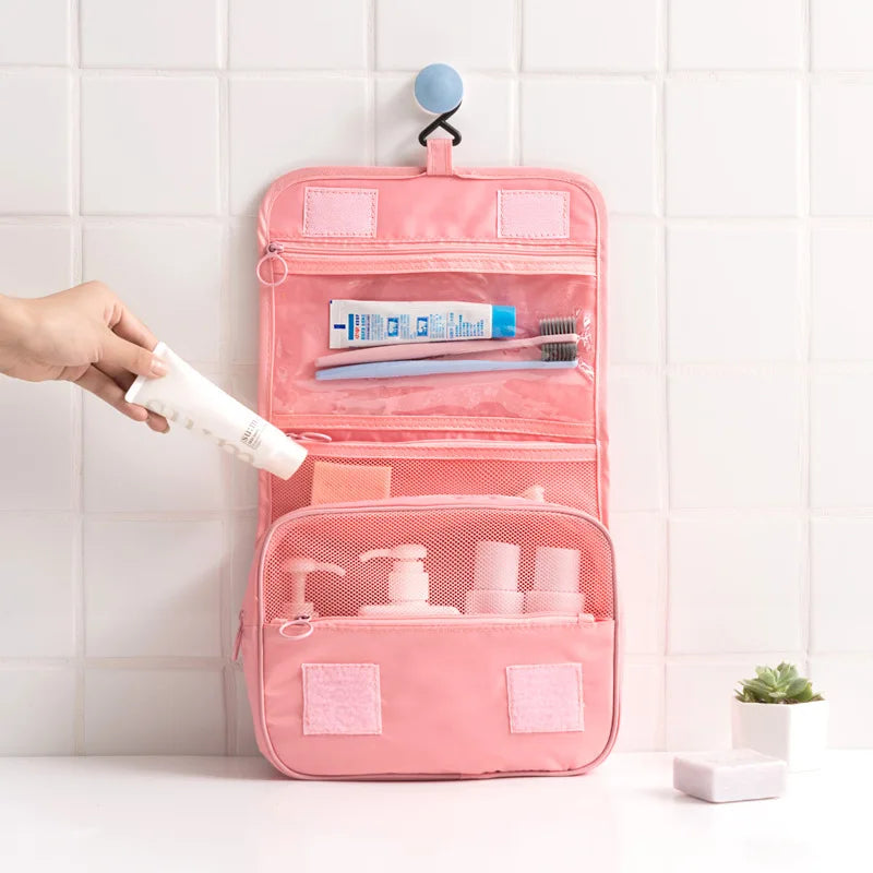 Bolsa de almacenamiento de viaje multifuncional, bolsa de maquillaje de mano de doble capa para mujeres, bolsa de aseo de viaje para hombres