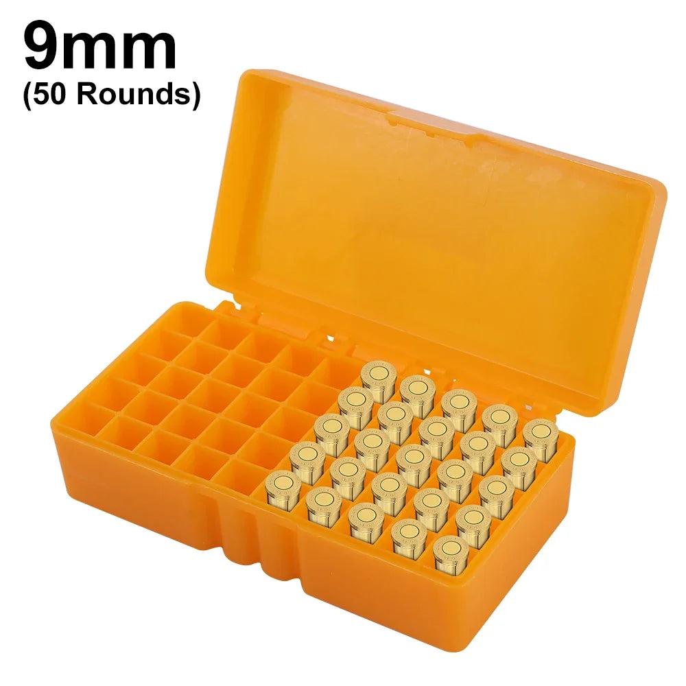 Boîte à balles tactique 50/100 cartouches, boîte de rangement de transport de munitions pour pistolet de 9mm, étui à balles dur rabattable, accessoire de chasse
