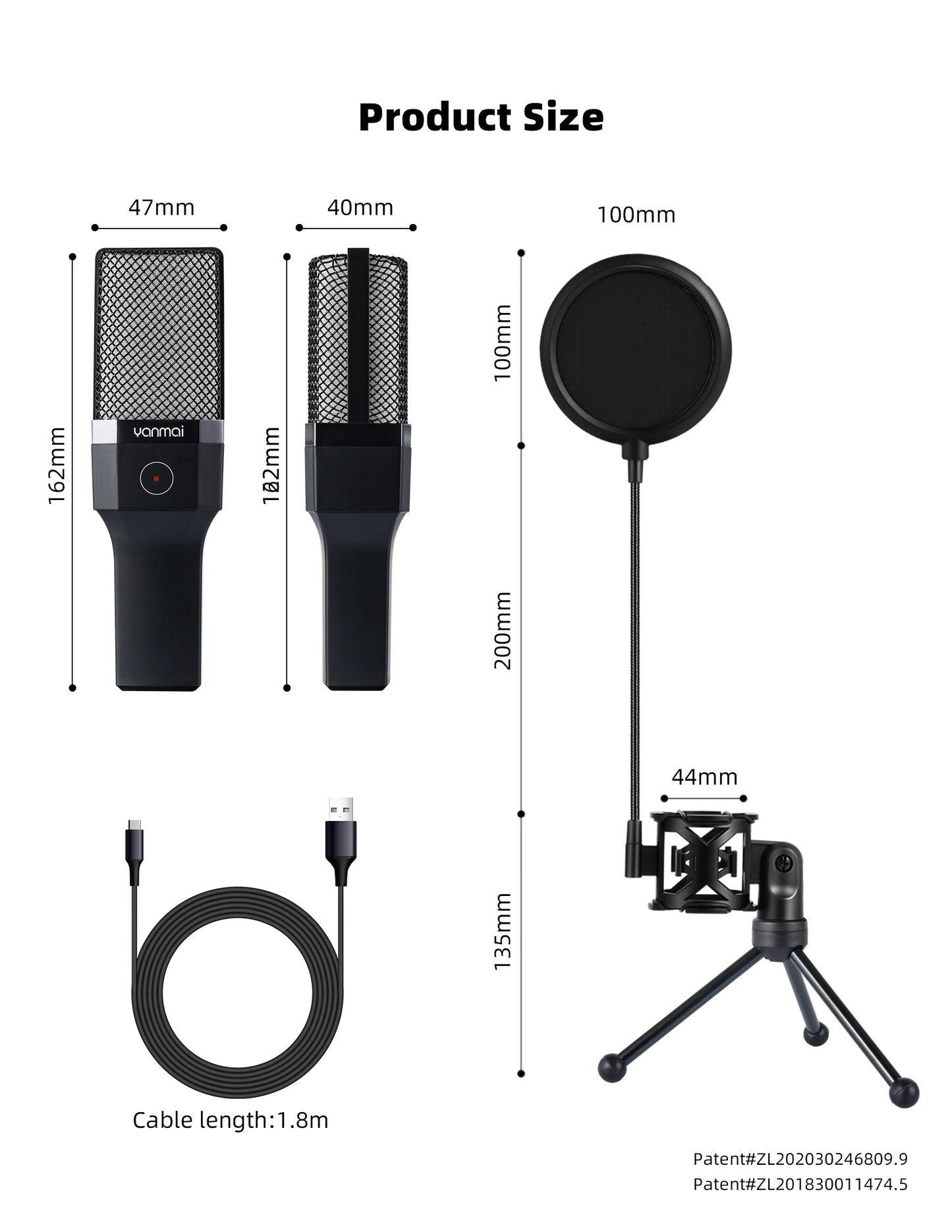 Microphone USB à condensateur pour gaming et podcast – Micro filaire pour PC, streaming et karaoké