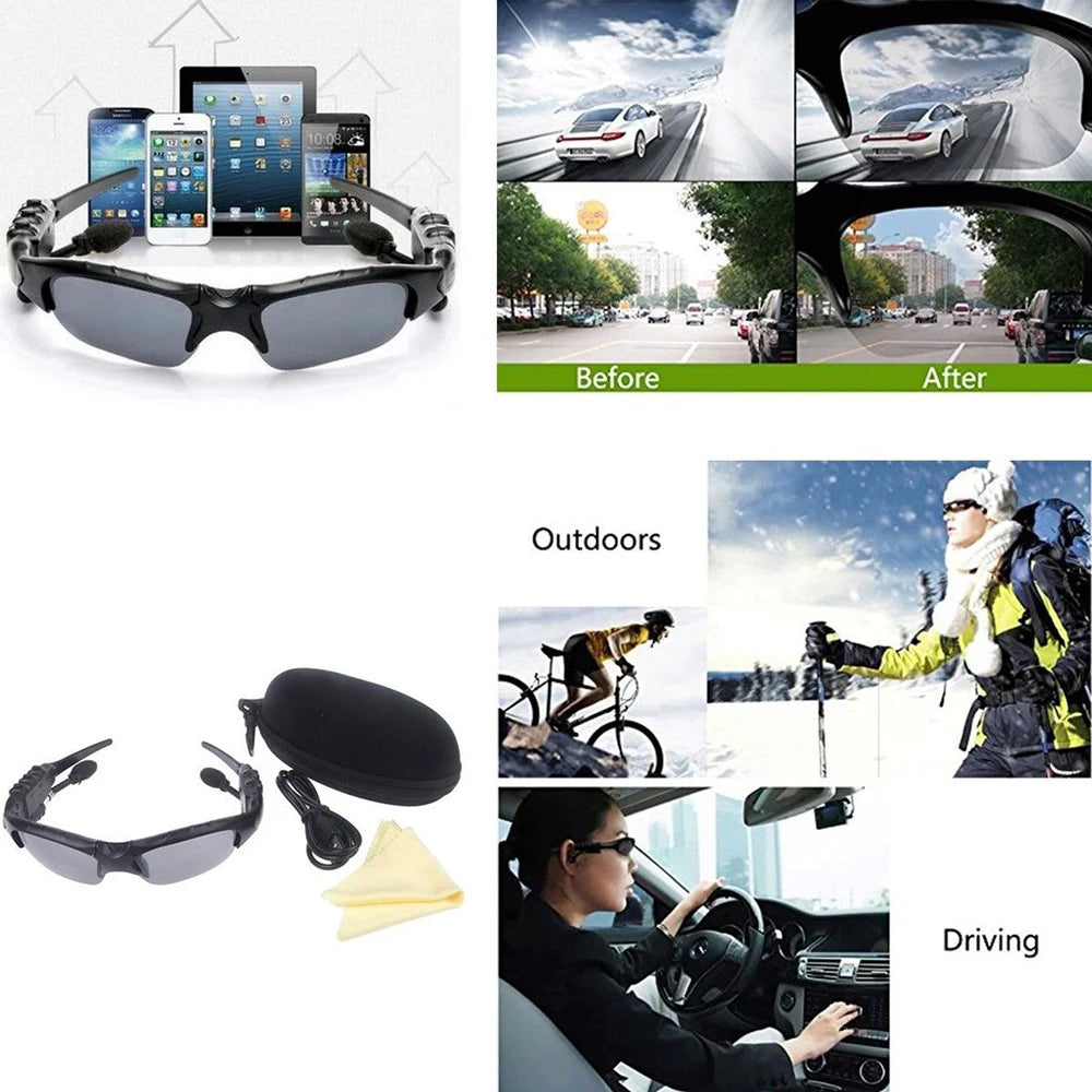 Bluetooth hiking glasses smart glasses stereo listening wireless headset UV protection polarized lenses sunglasses earphones