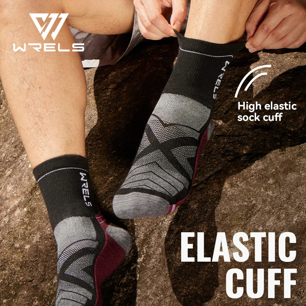 WRELS 1/2/3 paires chaussettes en laine mérinos thermique chaud hiver haute élastique épais chaussettes de randonnée Absorption d'humidité chaussettes de sport en laine