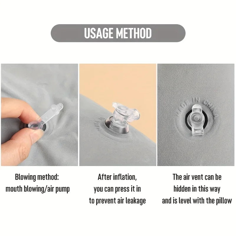 Supporte le cou et la taille Oreiller gonflable confortable pour une utilisation en extérieur, adapté aux bureaux, voitures, camping, randonnée et sieste