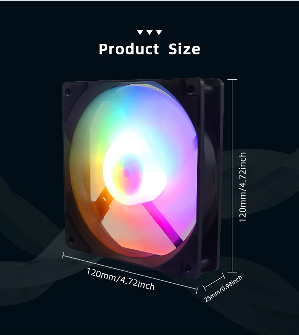 Manmu Fetival Pormotion 120mm ventilateur d'ordinateur arc-en-ciel RGB/ventilateur de PC de jeu à haute performance de refroidissement