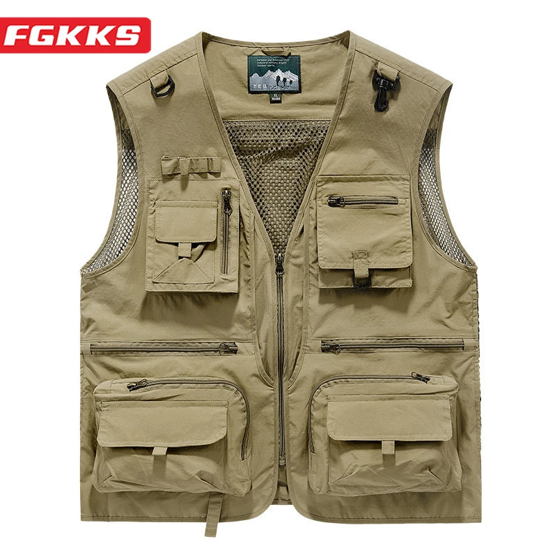 FGKKS – gilet multi-poches pour hommes, nouveau gilet de pêche respirant pour l'extérieur, design de qualité, veste de loisirs de haute technologie pour hommes
