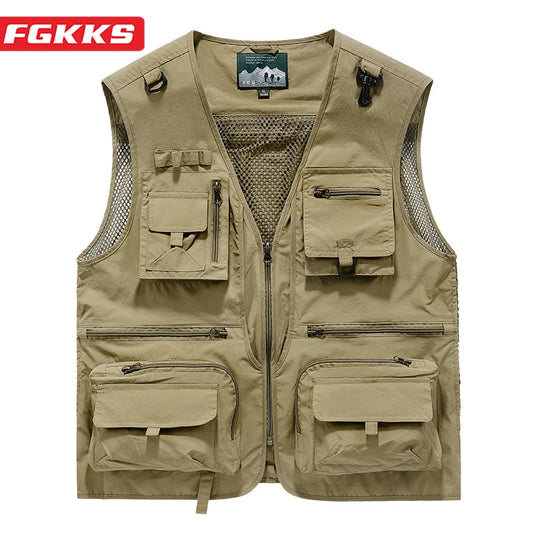 FGKKS – gilet multi-poches pour hommes, nouveau gilet de pêche respirant pour l'extérieur, design de qualité, veste de loisirs de haute technologie pour hommes