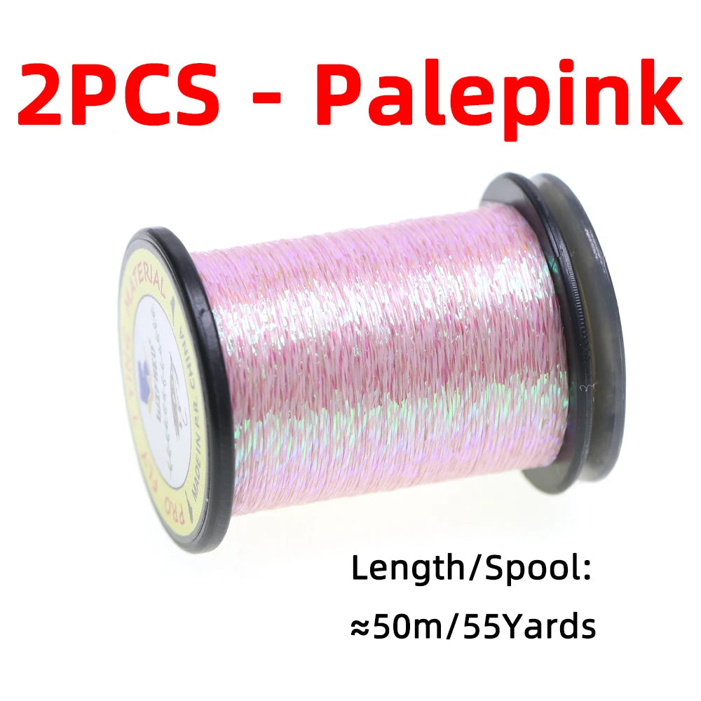 2/4 pièces 50M Fil métallique scintillant Glint Nymph Tinsel pour la confection de mouches (Buzzer Nymphs, mouches sèches/humides) et leurres de pêche à la truite