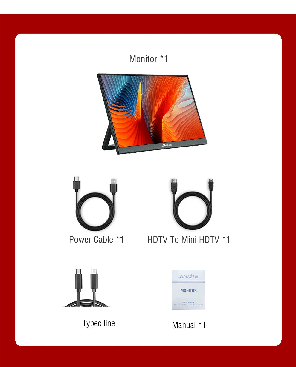 Monitor táctil portátil de 14 pulgadas, no táctil opcional, para juegos 16:10 400cd/m2, pantalla extensible para XBox PS4/5 Switch Loptop