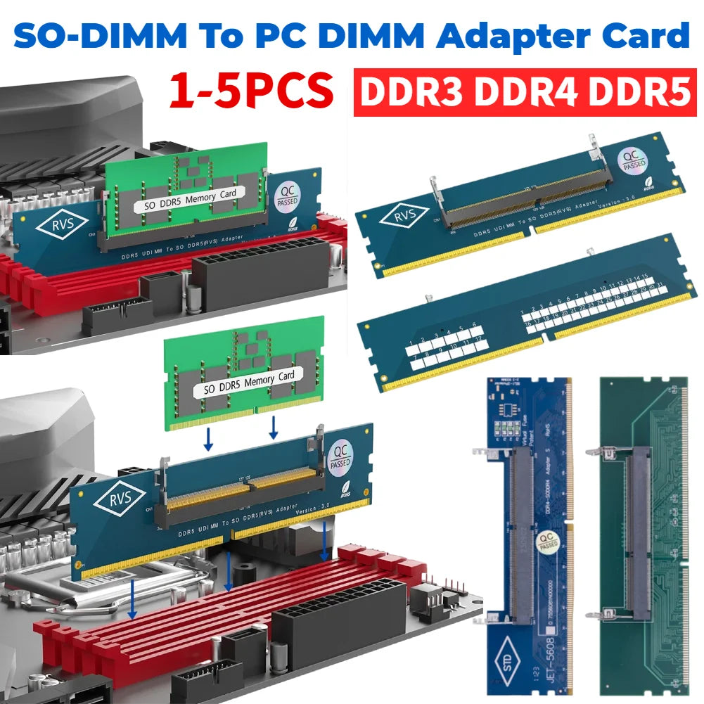 Ordinateur portable SO DDR5 RAM vers ordinateur de bureau DDR5 U-DIMM adaptateur DDR5 convertisseur de carte mémoire DDR3 DDR4 ordinateur portable vers ordinateur de bureau SO-DIMM vers carte DIMM