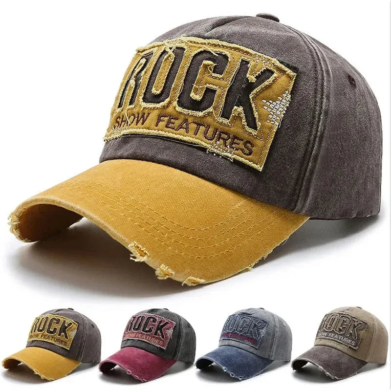 Casquette en denim shabby avec lettres lavées — hommes, femmes, chapeau de soleil, version coréenne, mode printemps/automne