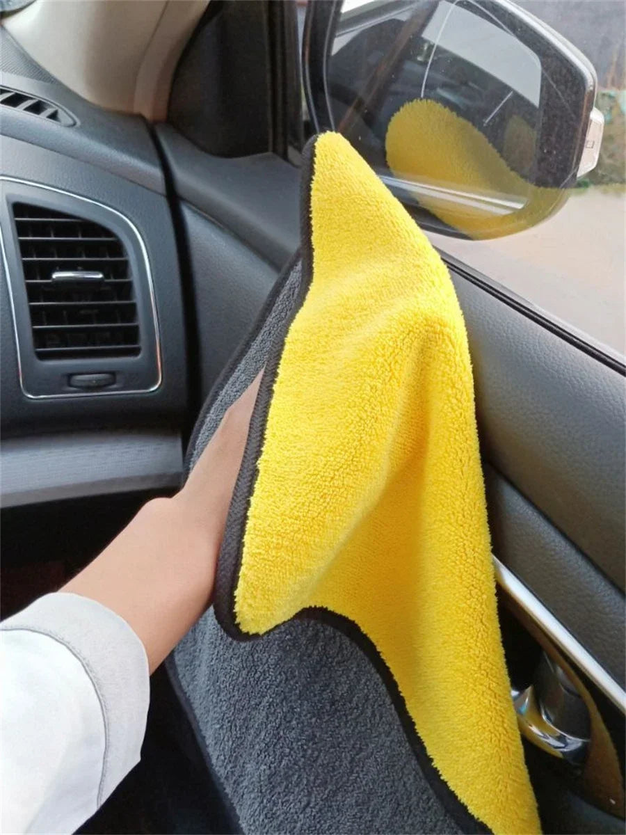 Serviette de nettoyage en microfibre épaisse, chiffon de séchage doux, serviettes de lavage de carrosserie de voiture, chiffons de nettoyage Double couche, accessoires de voiture, 1/2/6/10 pièces