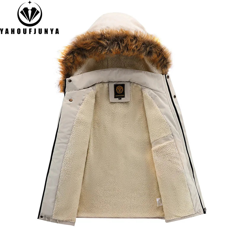 New Winter Men's Outerwear Warm Fleece Detachable Hooded Hiking Jacket Men Outdoor Windproof Casual Fashion Jacket Coat Male Clothes