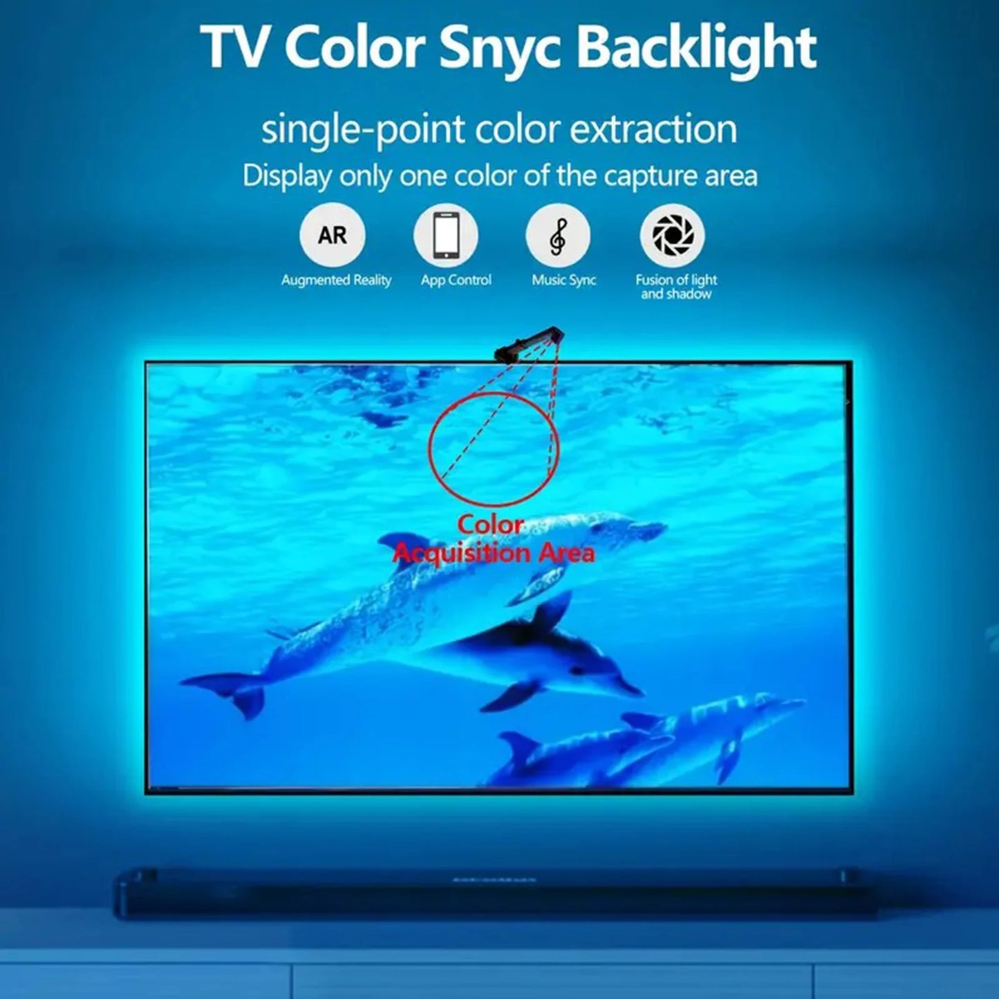 Rétro-éclairage TV/PC avec capteur de couleur RGB-IC, bande lumineuse LED pour écrans de 55 à 75 pouces, synchronisation intelligente, décoration de salle de jeu, lumières d'ambiance