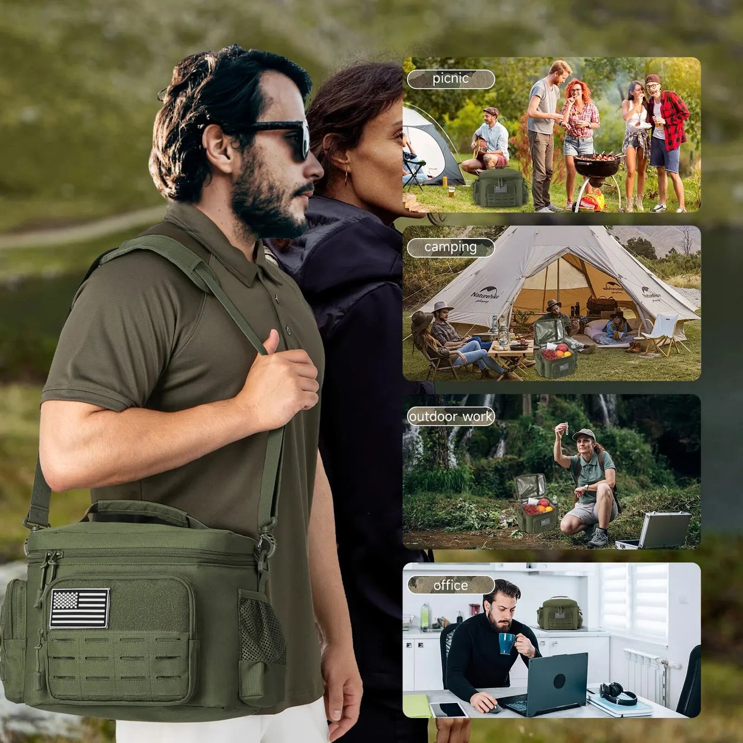 DulLunch Box - Bolsa térmica impermeable para hombre, nevera portátil, duradera, exterior, camping, picnic, trabajo, rapDuty