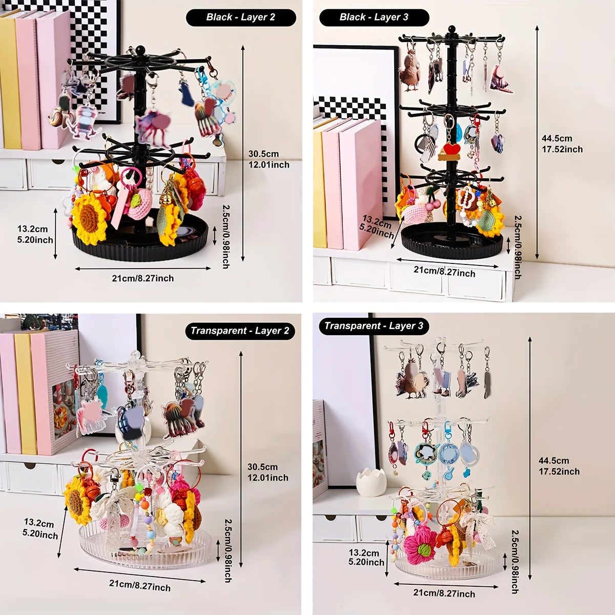 Llavero giratorio ajustable de varias capas, soporte de exhibición de joyas, pulseras, accesorios de joyería de escritorio, organizador de exhibición, regalo de vacaciones, 1 unidad