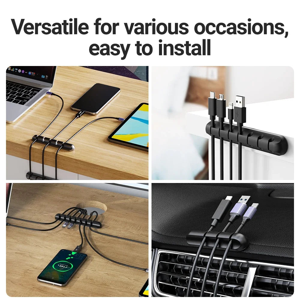 Clips al por mayor, soporte de cable para ratón, organizador de cables de auriculares, organizador de cables, enrollador de cable USB de silicona, gestión de escritorio ordenada