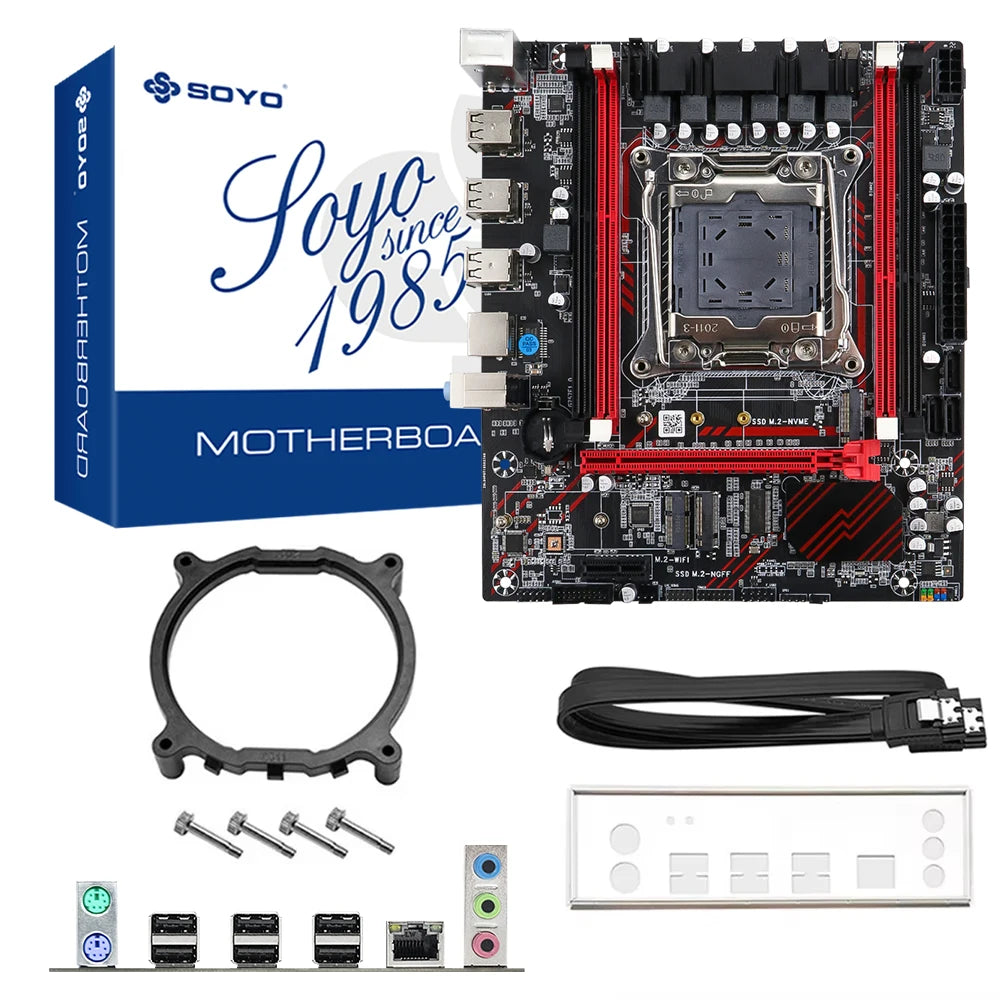 Carte mère SOYO X99 DDR3 LGA2011-3 — Xeon E5-2673 V3, DDR3 128 Go, NVMe M.2, PCIe 3.0, TPM 2.0