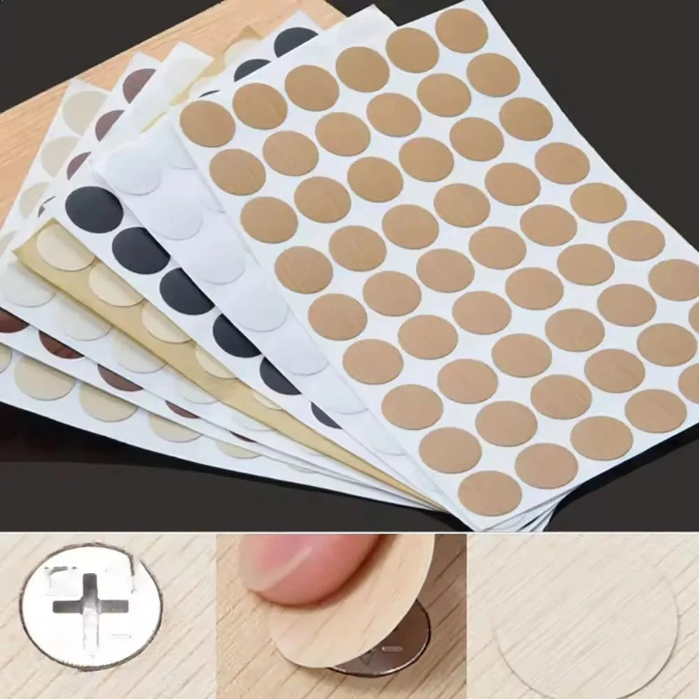 Tapas de tornillo autoadhesivas para muebles de madera, pegatinas para agujeros, manualidades de madera, escritorio y armario, adorno de pegatina MELArt, 54 unidades por juego