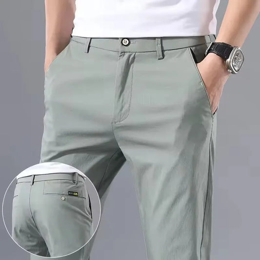 2025 Spring Autumn Slim Fit Men's Casual Pants Classic Business Cotton Stretch Golf Trousers Korean Fashion Male Clothing Pants