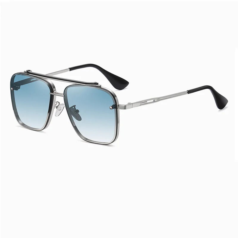 New Gradient Sunglasses for Men Fashion Metal Big Frame Sunglasses Luxury Brand Design Sunglasses for Men