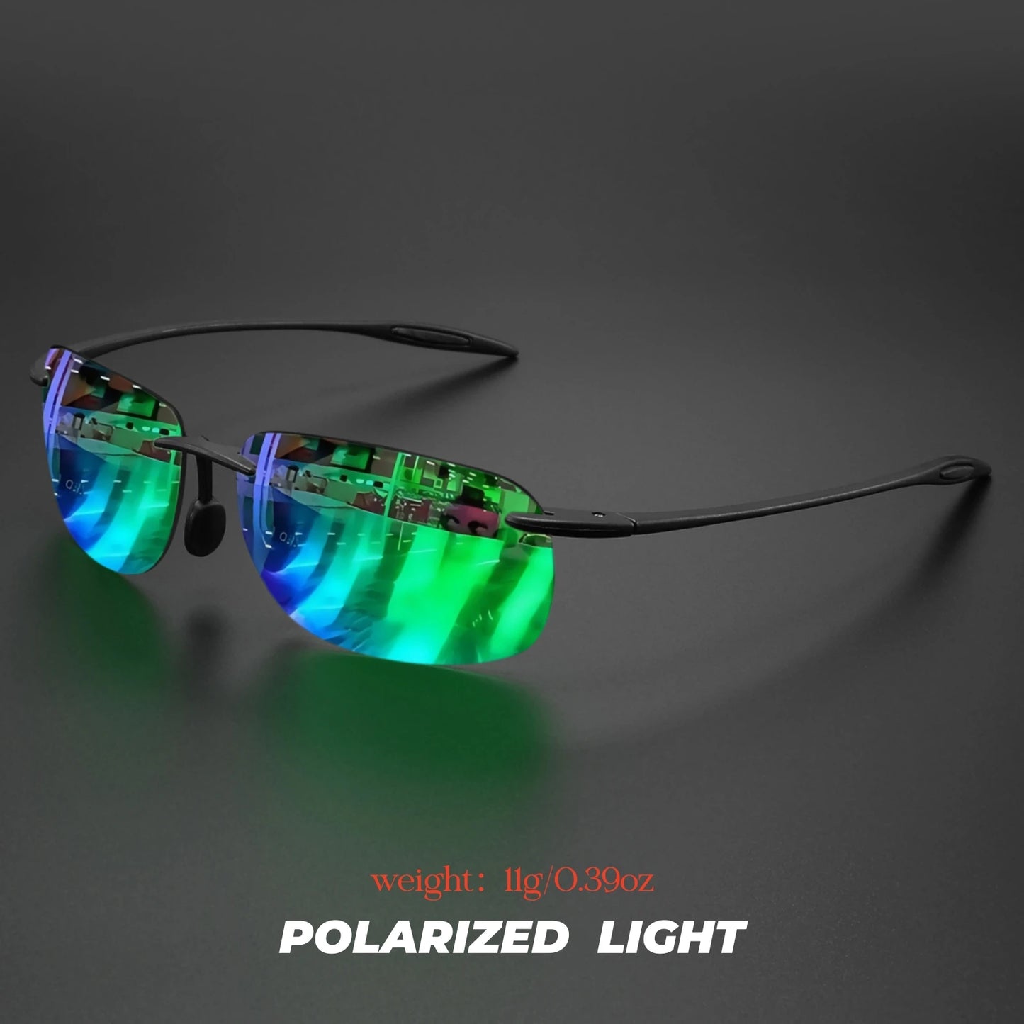 Lunettes de soleil polarisées sans cadre TR90 ultra légères 11 g – Coupe flexible et confortable, forme carrée pour la conduite, la pêche et l'extérieur