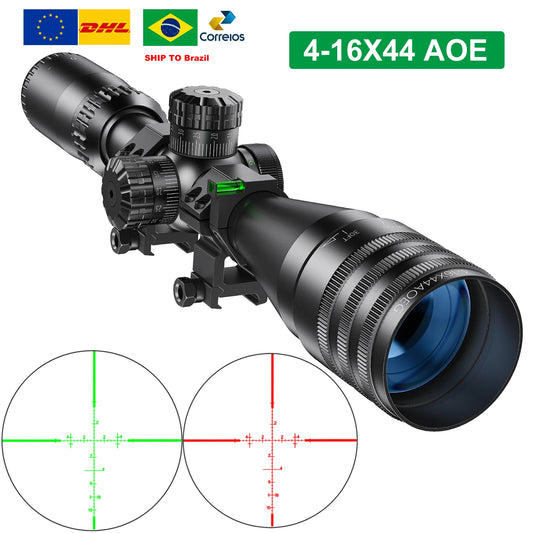 Lunette de visée tactique 4-16x44 AOE pour la chasse, lunette tactique pour airsoft, lunette de visée illuminée rouge et verte