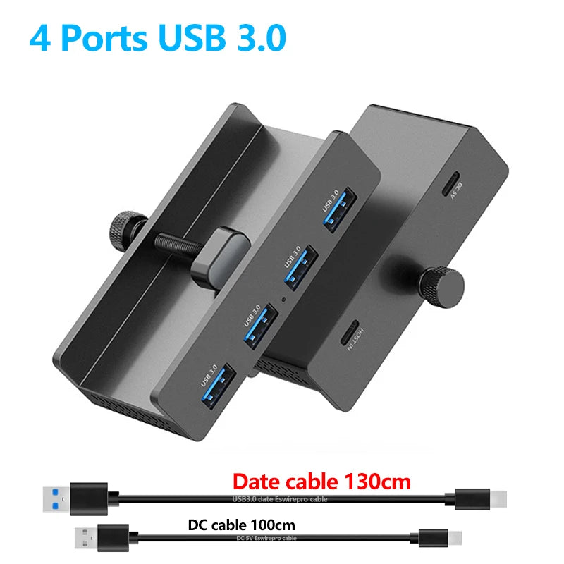 Hub USB 10 Gbps — adaptateur séparateur USB 3.2/3.0/2.0, station d'accueil multi-clips, bureau