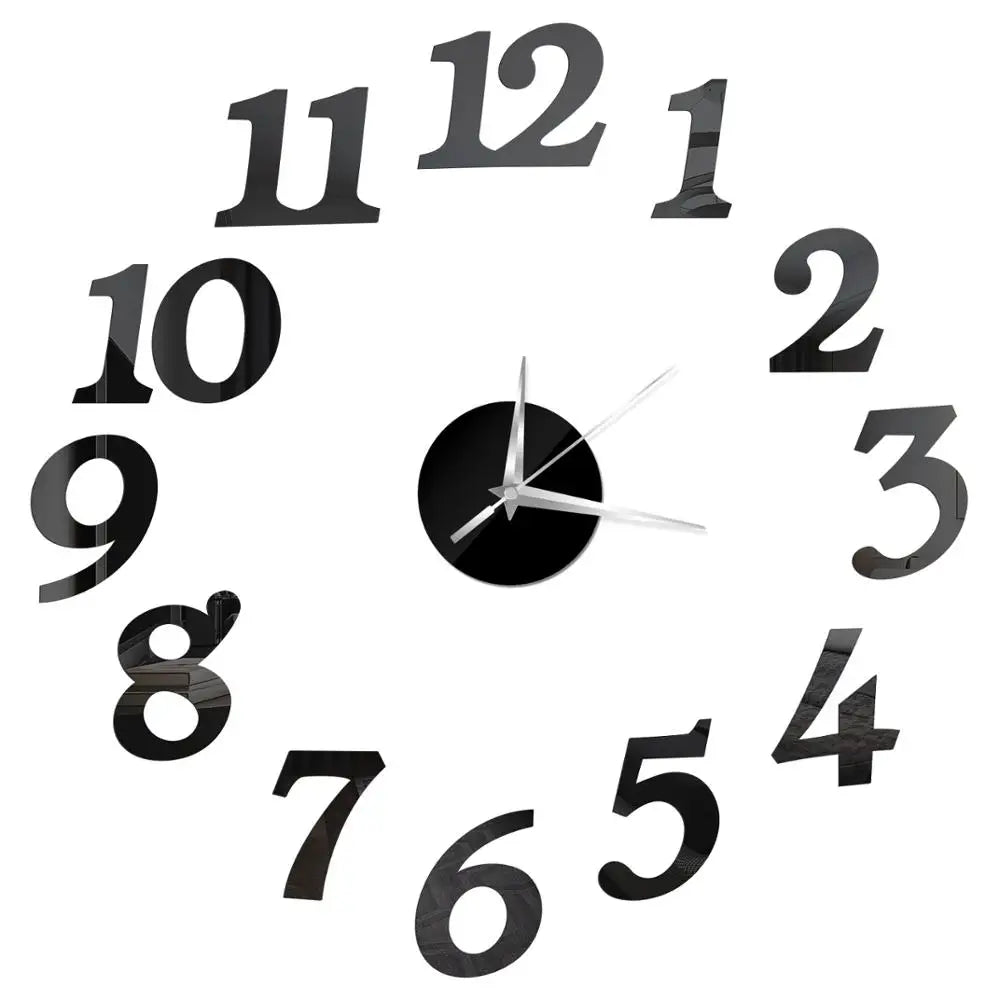Creative Frameless Wall Clock, Silent Wall Sticker for Home, Acrylic Mirror Sticker, Wall Decor for Living Room and Office, DIY