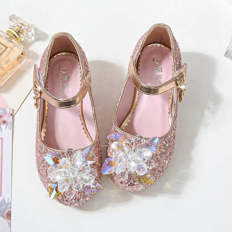 Children's Floral Beach Princess Shoes Girls Sequin Wedding Party Shoes Infantil Kids Shoes