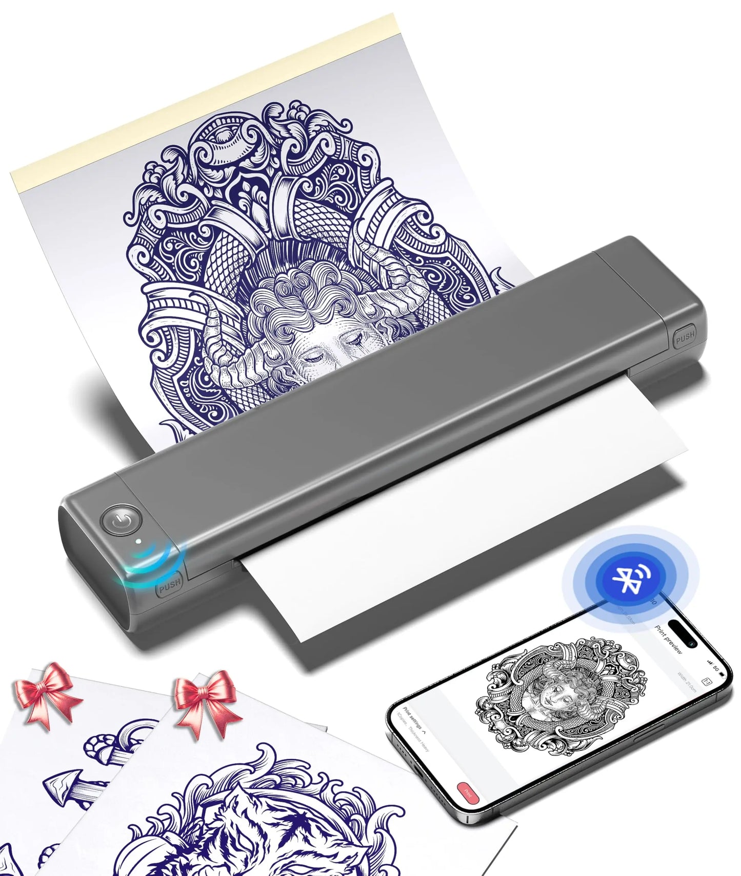 Phomemo - Impresora de esténciles de tatuajes Bluetooth, máquina de tatuar inalámbrica M08F con 10 papeles de transferencia gratis, para artistas y principiantes