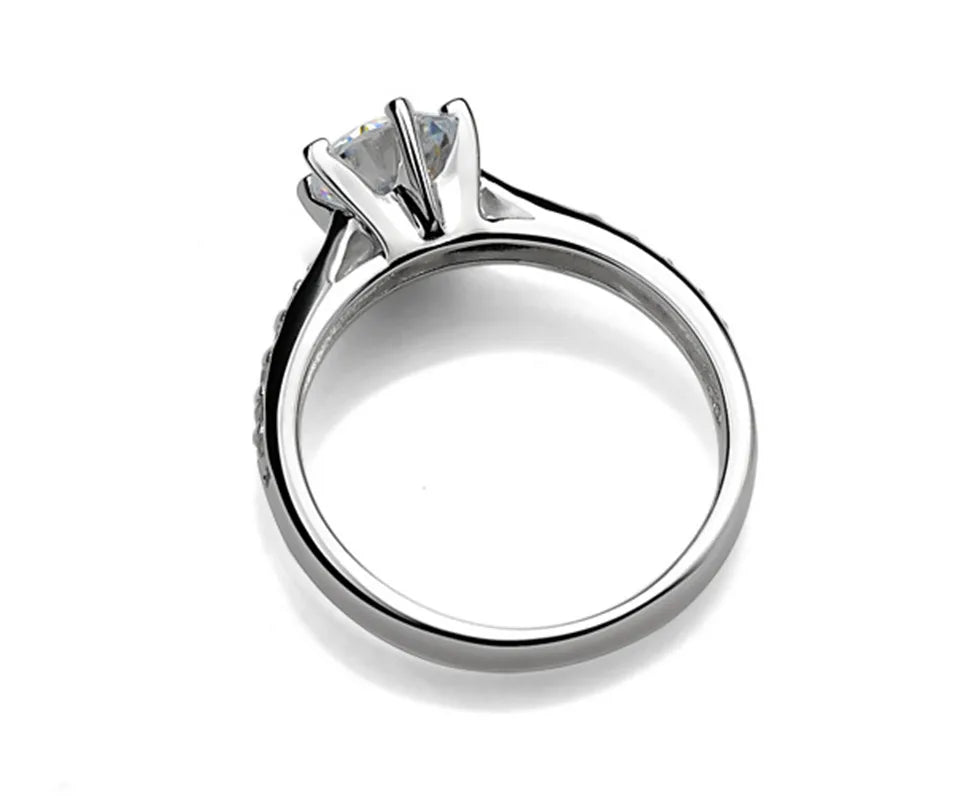 Bague en argent Sterling 925 pour femmes — six griffes, imitation diamant 70ct, bijoux classiques