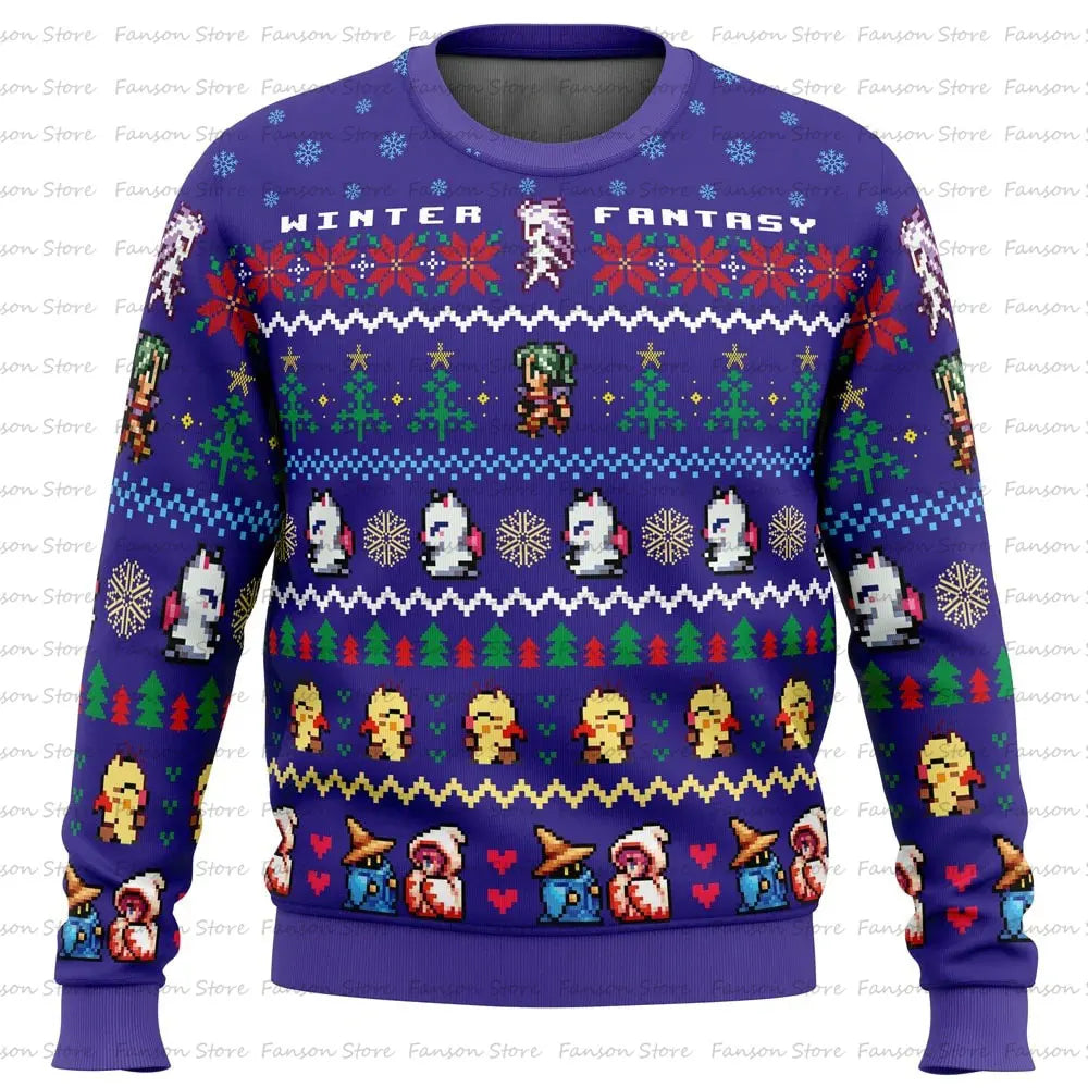 Final Nette-Rib de Navidad Anime Cartoon para hombres y mujeres, Sudadera con capucha para pareja, rib, Y-2025, 7 VII FF7 en-ly, Nueva moda
