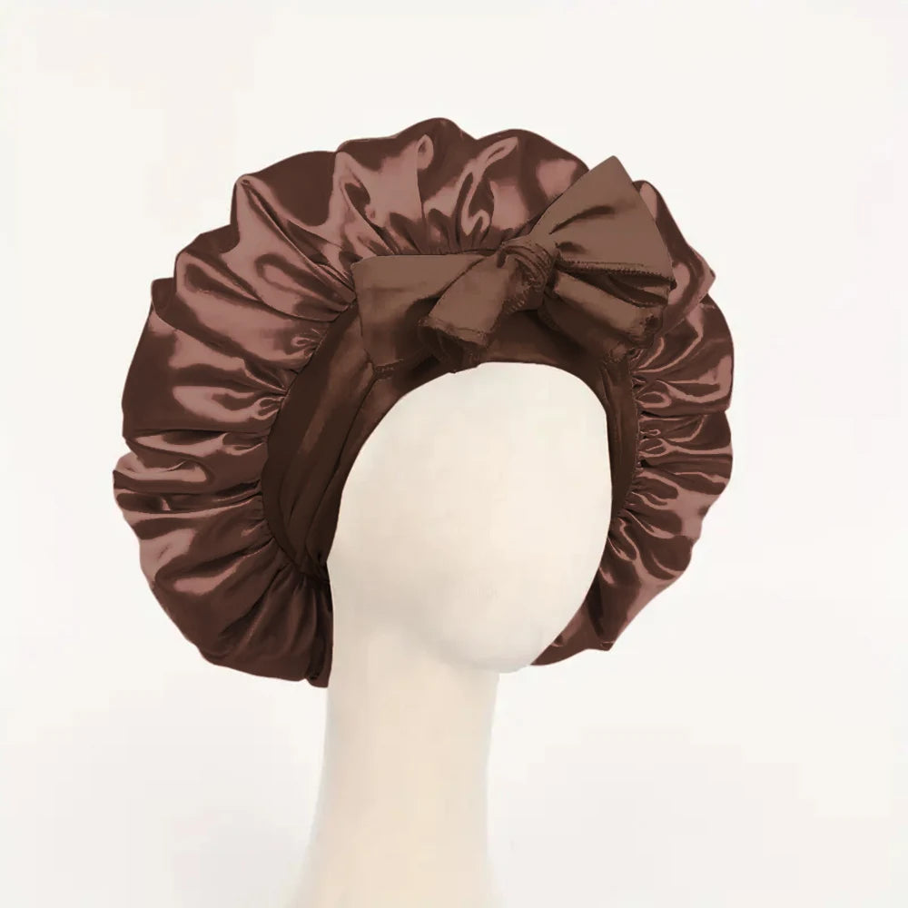 Bonnet réglable en satin pour hommes et femmes — dormir, cheveux, bande lourde
