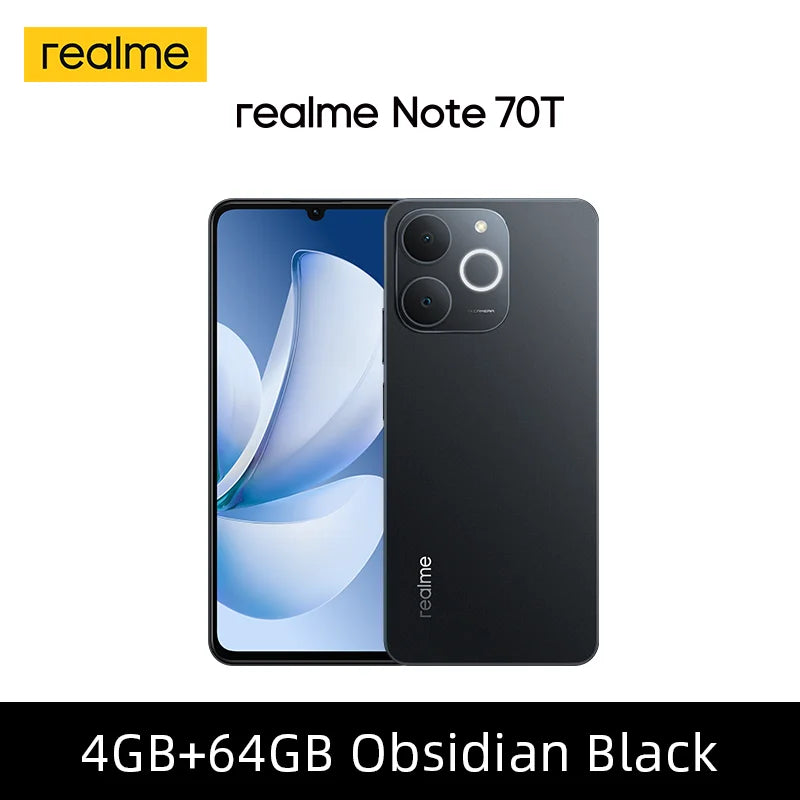 Realme Note 70T Smartphone — 6,75" 90Hz, 6000 mAh, 13 MP IA, Octa-Core, IP54, Version Mondiale